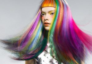 rainbow hair colors on long hair