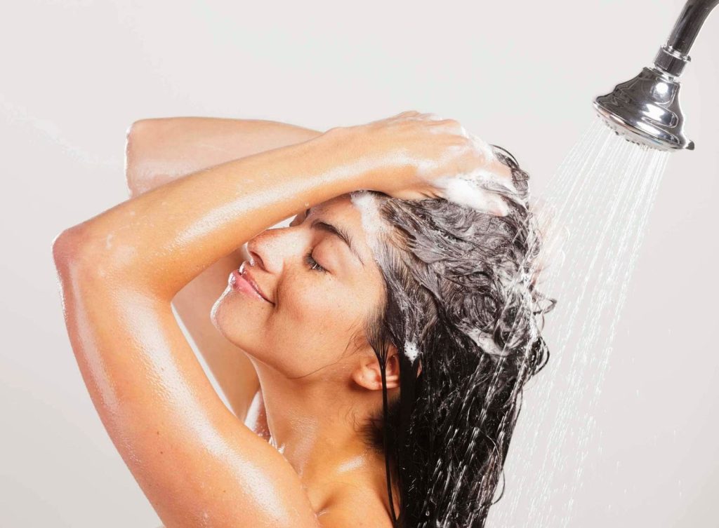washing hair wet shower